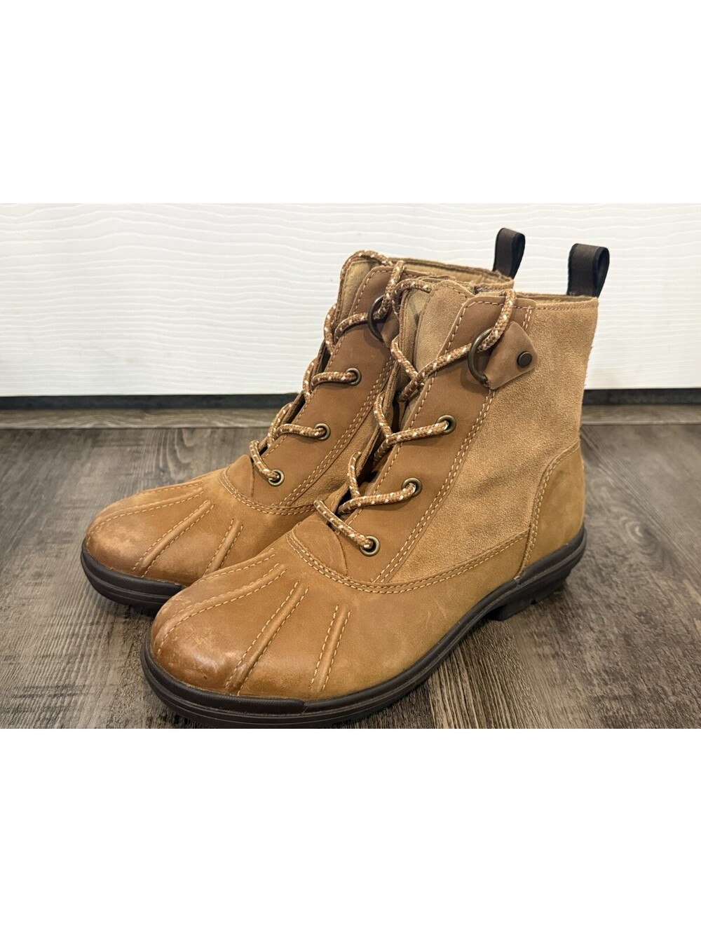 UGG HAPSBURG DUCK Boots lace up Side Zip Waterproof Tan Women's Size 7